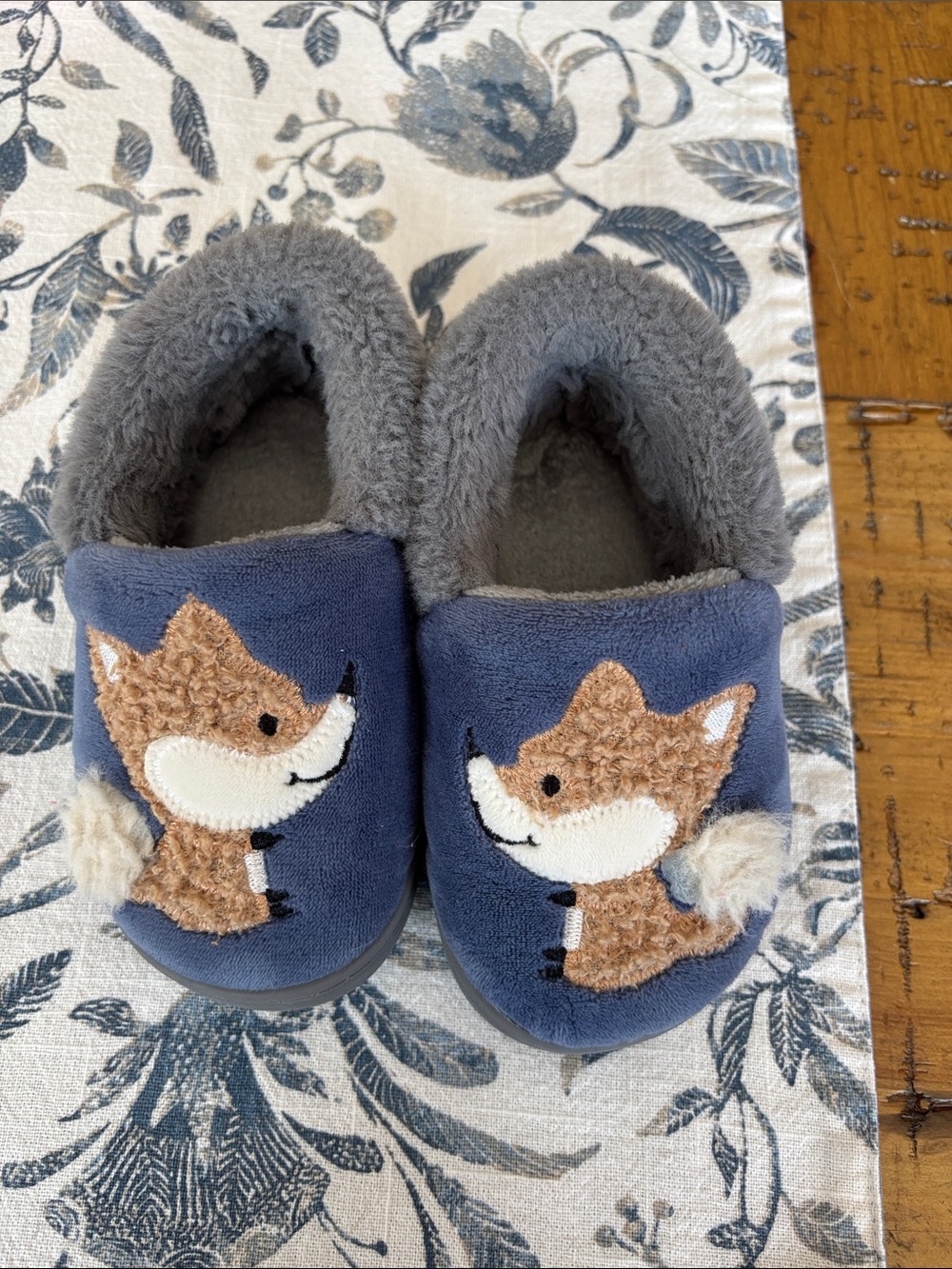 Cozy Blue Fox Plush Slippers